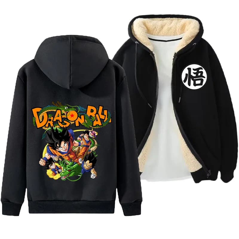 Felpa con Cappuccio Dragon Ball Z Goku Y2K da Uomo, con Zip, Casual, Sportiva, a Maniche Lunghe, Stile Harajuku, Giacca Calda e Spessa, Streetwear