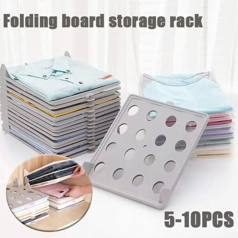 5-10PCS Lazy Clothes Folding Board Foldable Laundry Organizer Multi Layer Storage Rack for T Shirt Sweater Travel Dorm Use