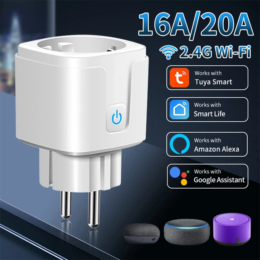 Smart Socket EU16A/20A Wifi Smart Plug With Power Monitoring Works with Tuya Smart Life App Remote Control