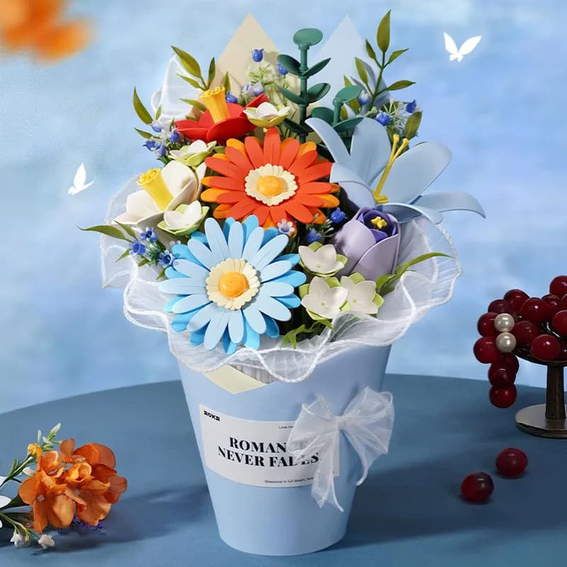ROKR Twilight Sky Bouquet DIY Flower 3D Puzzle Artificial Flower Model Building Kit for Home Decor Bookshelf Decor Desktop Decor Valentine's Day Gift for Women Adults
