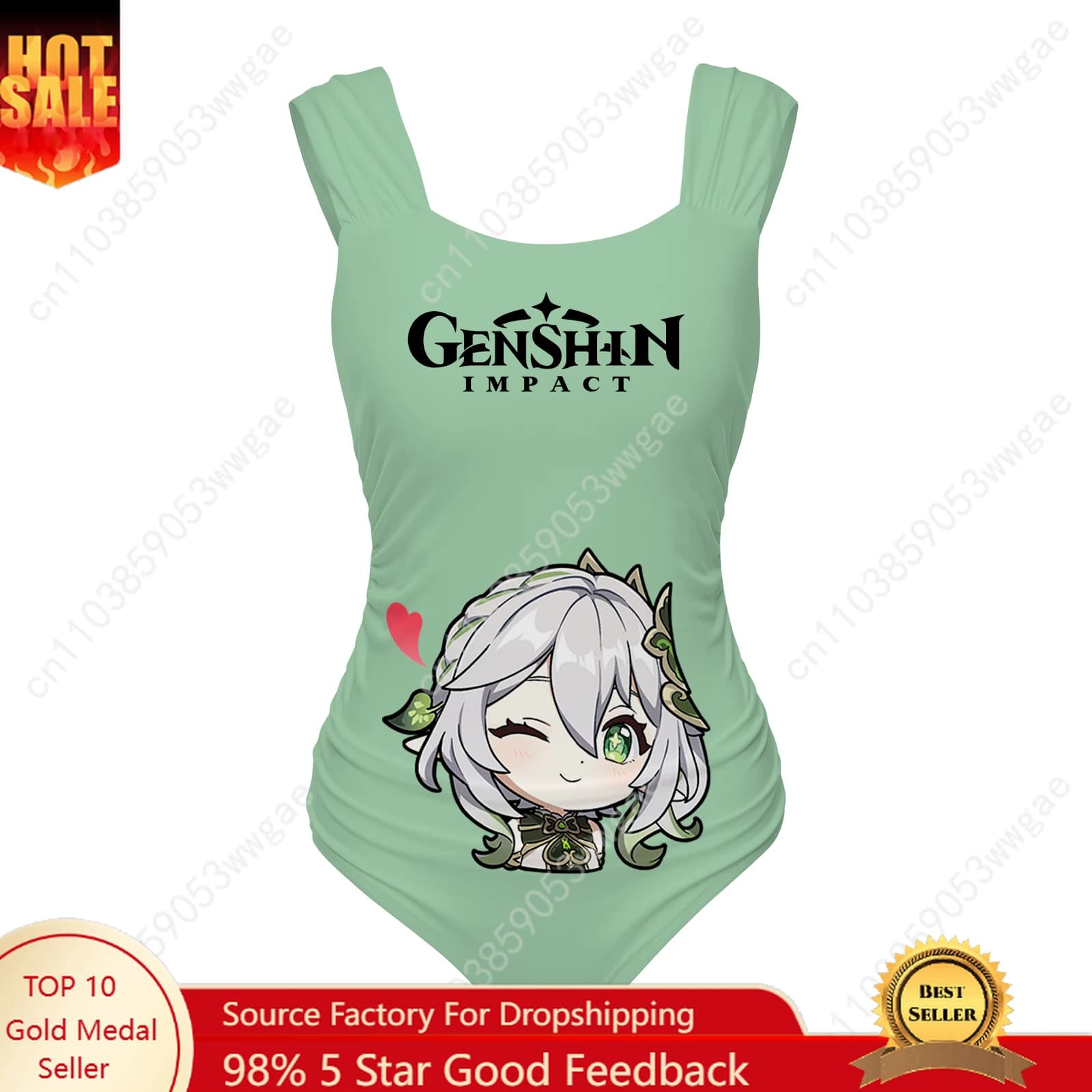Genshin Nahida Costumi da bagno interi con cinturino largo Costume da bagno da donna Costumi da bagno personalizzati Bikini sexy da spiaggia Costumi da bagno personalizzati