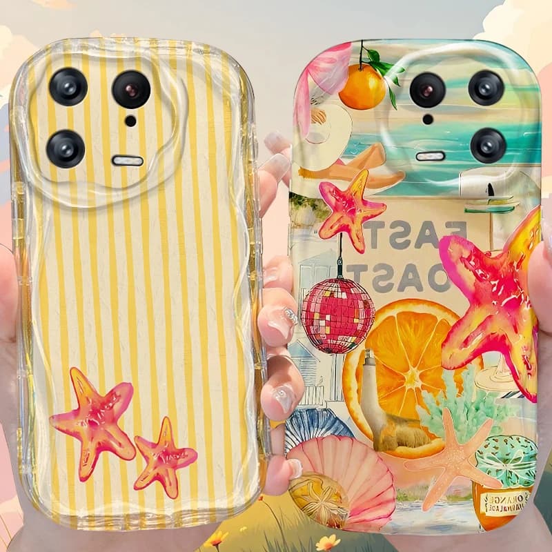 Cover Tartaruga Marina e Palma per Xiaomi Mi 15T 15 14T 14 Ultra 13 Lite POCO X7 X6 X5 X3 NFC F8 Ultra F6 M6 Pro Plus 5G 4G