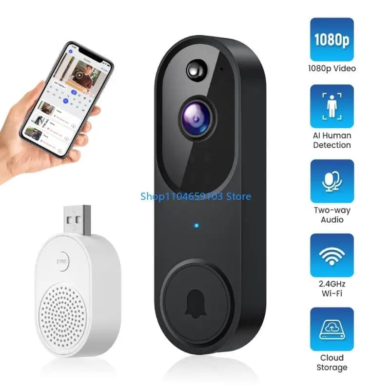 Videocitofono con rilevamento umano Campanello sorveglianza wireless per interni esterni con conversazione bidirezionale