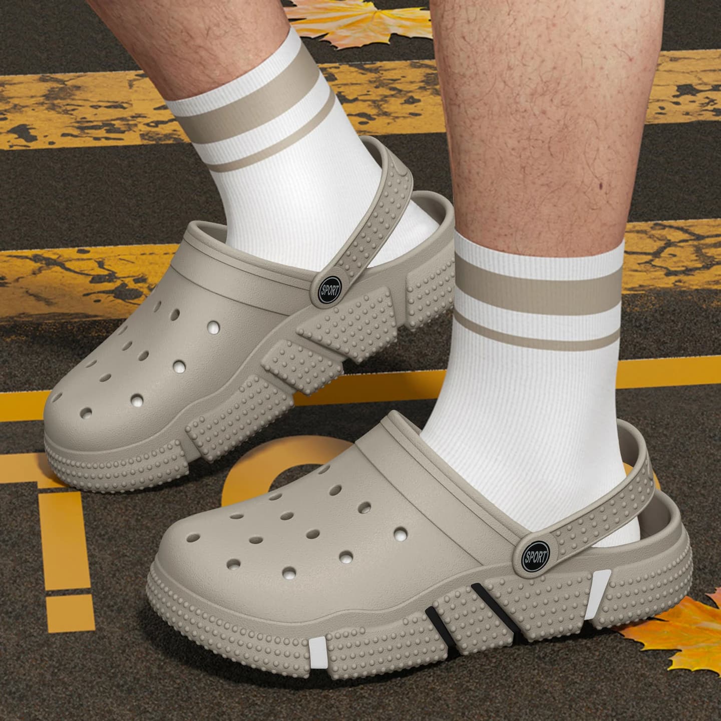 Pantofole casual da uomo estive di grandi dimensioni antiscivolo resistenti all'usura con suola morbida e punta coperta per esterni con fondo spesso