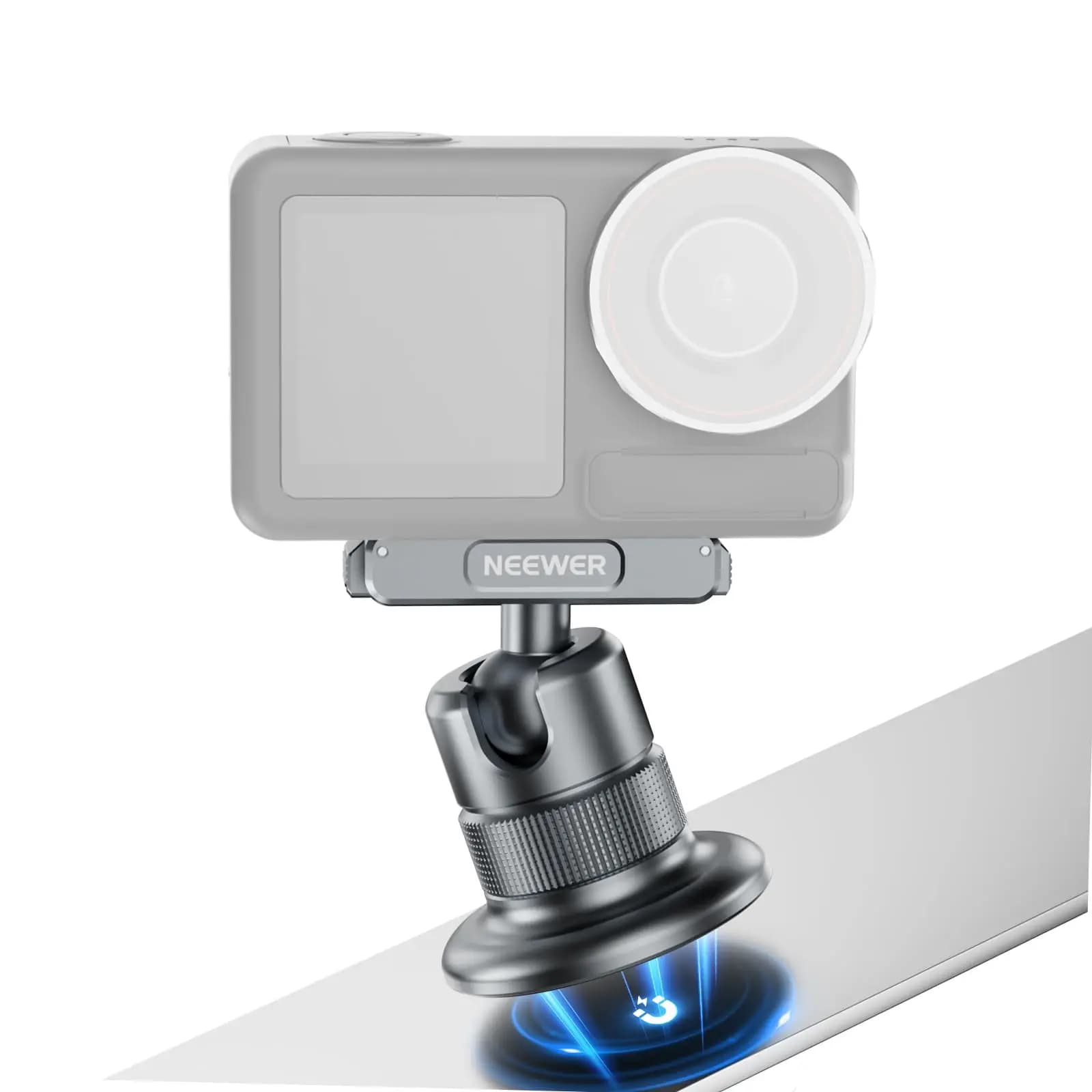 Magnetic Camera Mount Compatible with DJI Osmo Action 5 Pro/4/3 360 Quick Release Ball Head Adapter 1/4" Thread