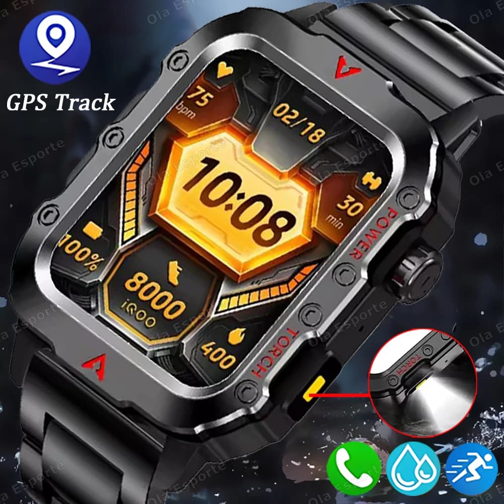 New Robust Military GPS Track Smart Watch for Men Call Bluetooth Health Monitor AI Voice Sports 3ATM IP68 Swim Smartwatch Waterproof