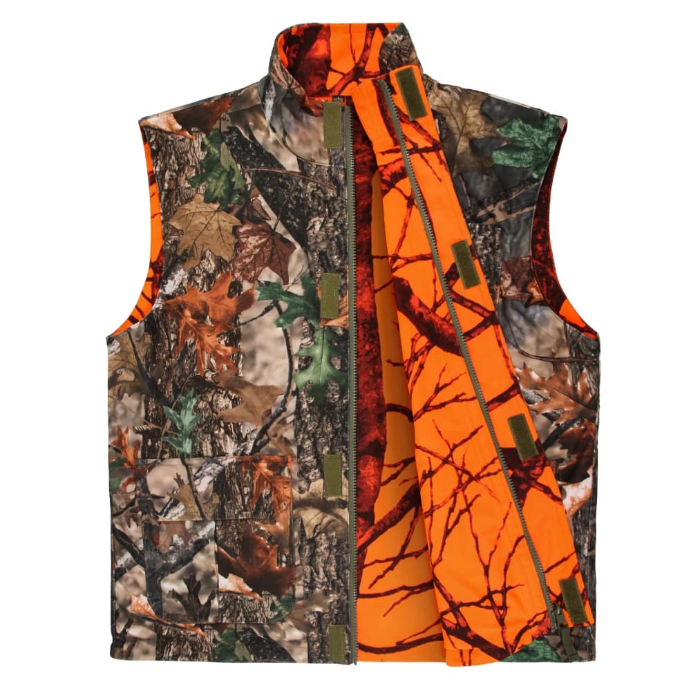 Gilet da caccia arancione Giacca senza maniche da uomo Gilet da caccia traspirante da campo mimetico con molte tasche multiple Gilet da esterno