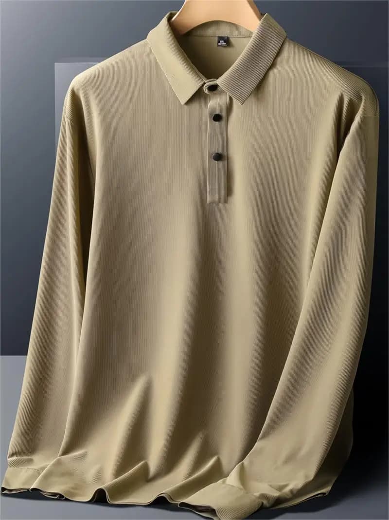 New Big Size 8xl 7xl Polo a maniche lunghe da uomo Khaki rosso blu grigio Tee traspirante Ice Quick Dry Nylon Polo maglietta da Golf maschile