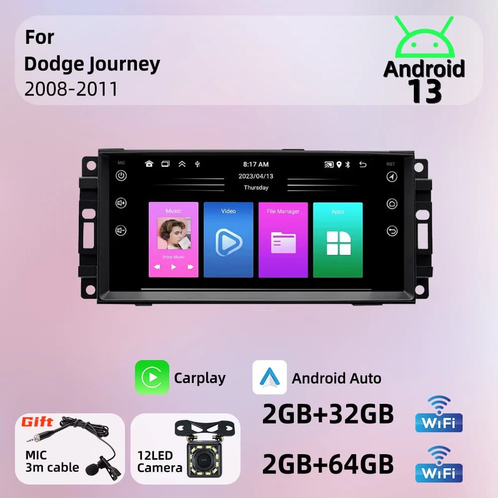 For Dodge Journey 2008-2011 Carplay Radio Stereo Head Unit 1 Din 7" Screen Android Car Multimedia GPS Navigation Autoradio