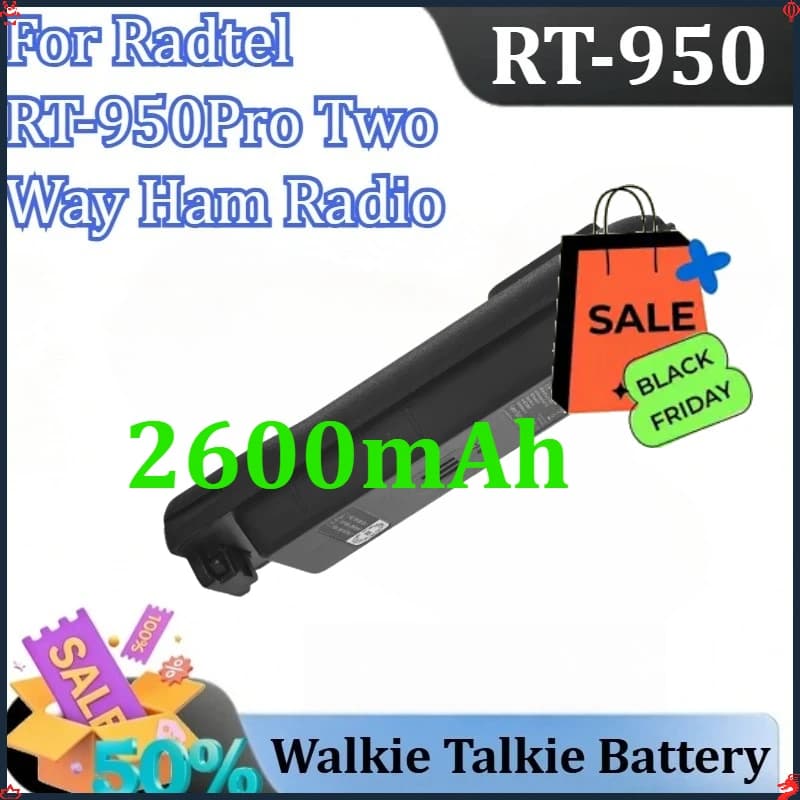 Batteria agli ioni di litio da 2600 mAh per radio ricetrasmittente Radtel RT-950Pro RT-950