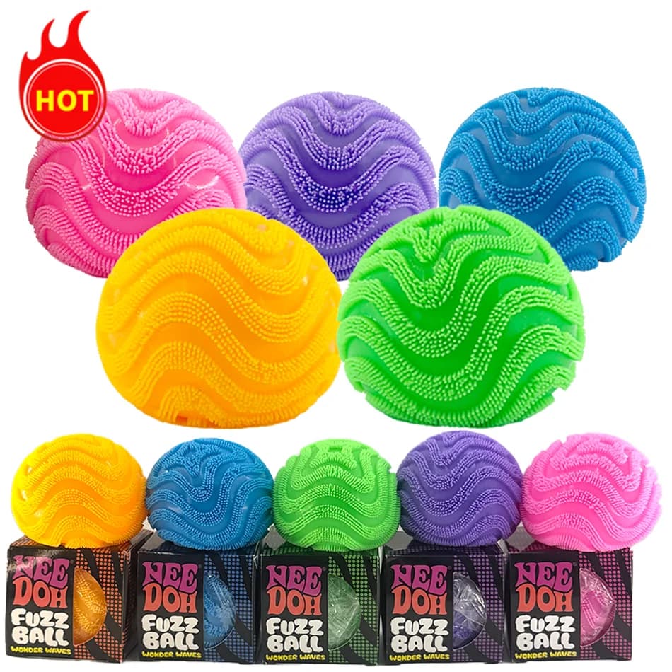 Nuova Palla Sensoriale NeeDoh Fuzz Ball Wonder Waves, Giocattolo Antistress Testurizzato per Adulti e Bambini
