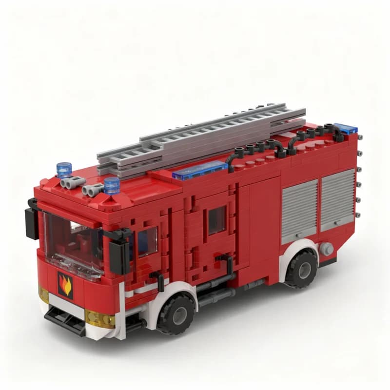 Set di Costruzioni MOC 514 Pezzi, Modello Camion dei Pompieri HLF Freestyle, Regalo di Natale, Idea Creativa Educativa per Compleanno