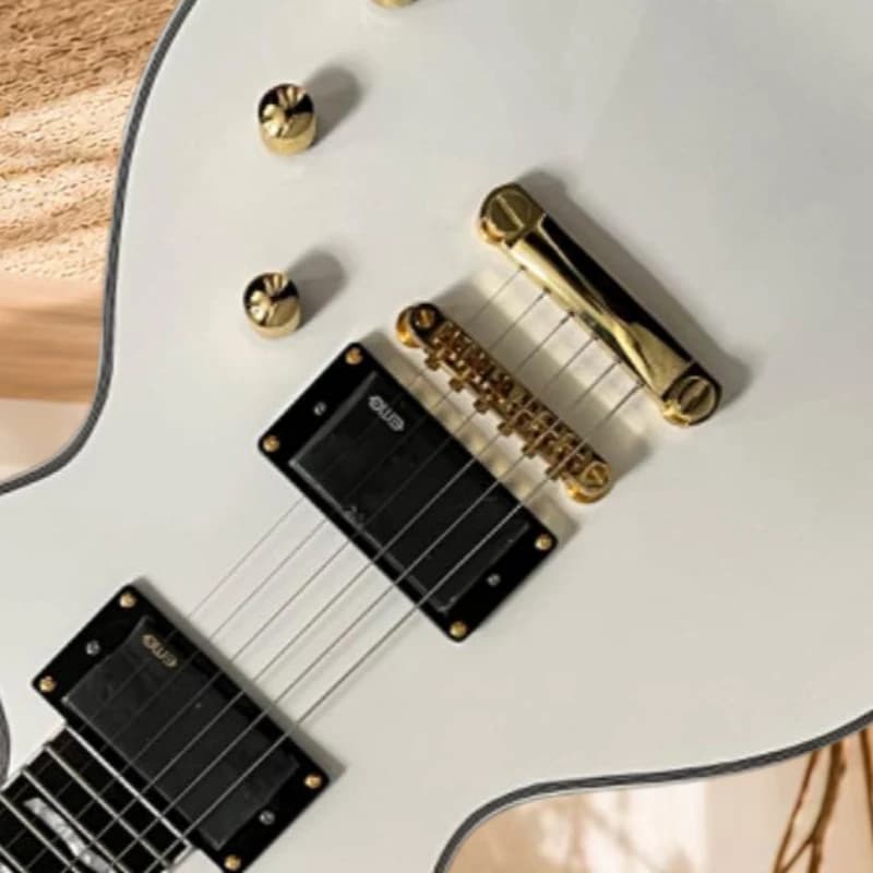White Single Cutaway LP00S Electric Guitar Black HH Humbucker Pickups Gold Hardware Block Pearl Inlay Solid Free Delivery