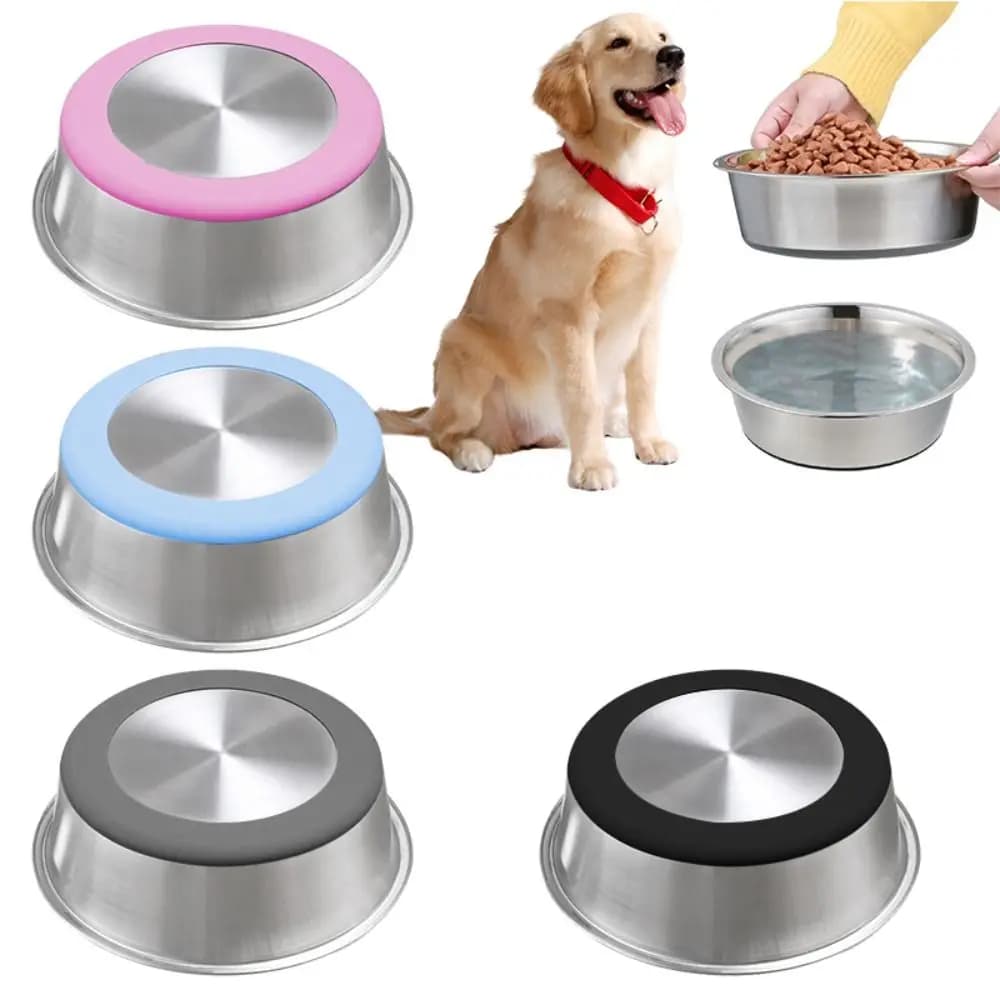 Ciotola per Cani con Fondo in Silicone Durevole, Ciotola Antiscivolo in Acciaio Inox per Animali Domestici, Ciotola Extra Spessa per Acqua e Cibo per Gatti