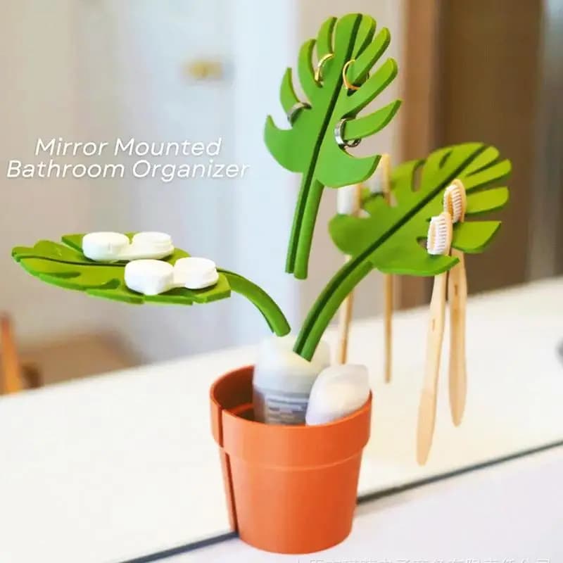Specchio Monstera Organizer da bagno Specchio Porta gioielli Porta bracciale Orologio Portafoglio Portaoggetti Spazzolino Dentifricio Organizzatore