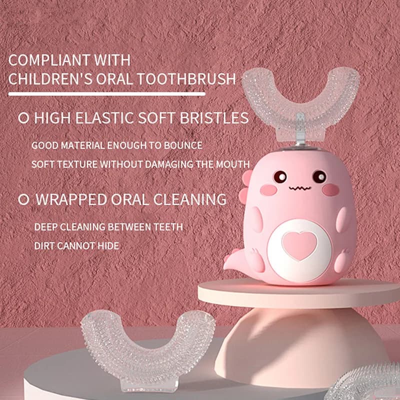 Spazzolino elettrico automatico con ricarica wireless per uso domestico - Spazzolino elettrico in silicone per sbiancamento dei denti a 360 gradi - per bambini