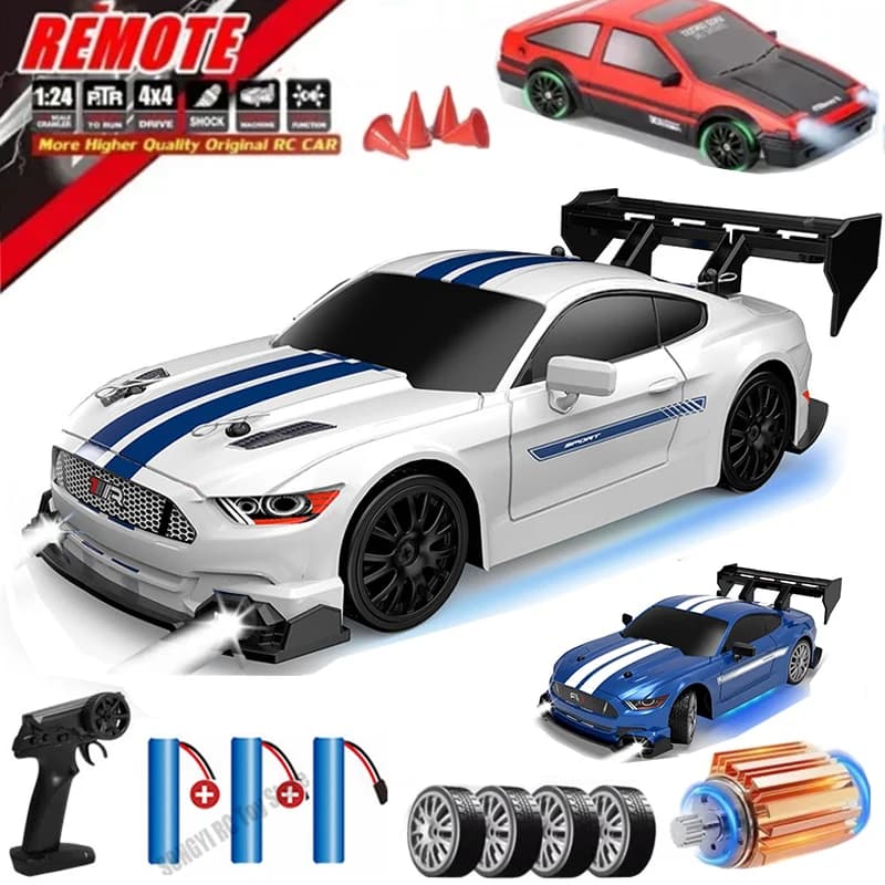 Nuovo veicolo da deriva RC 1:24, auto Mustang 4WD, auto da corsa con telecomando, regalo, auto da corsa da competizione, giocattolo per bambini