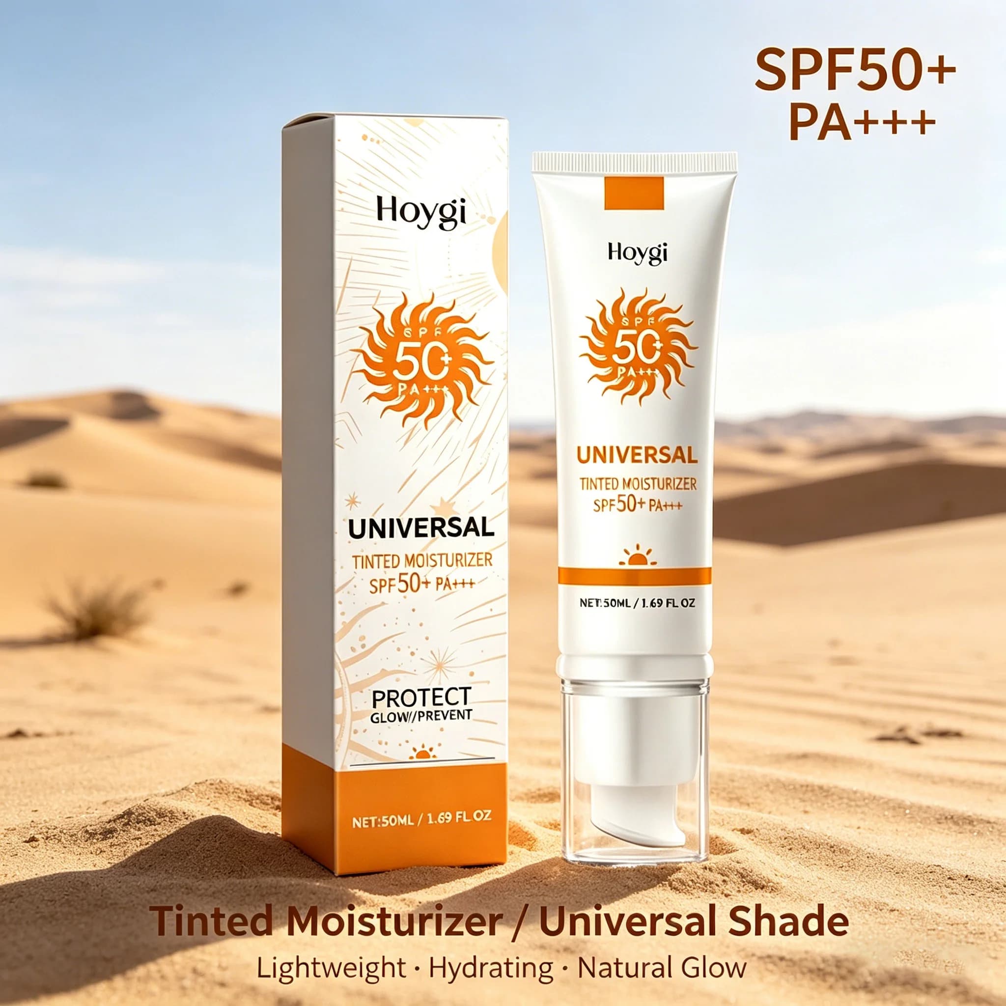 Crema Solare Illuminante SPF50+ per Esterni, Idratante Viso Anti-UV, Leggera e Protettiva per la Pelle