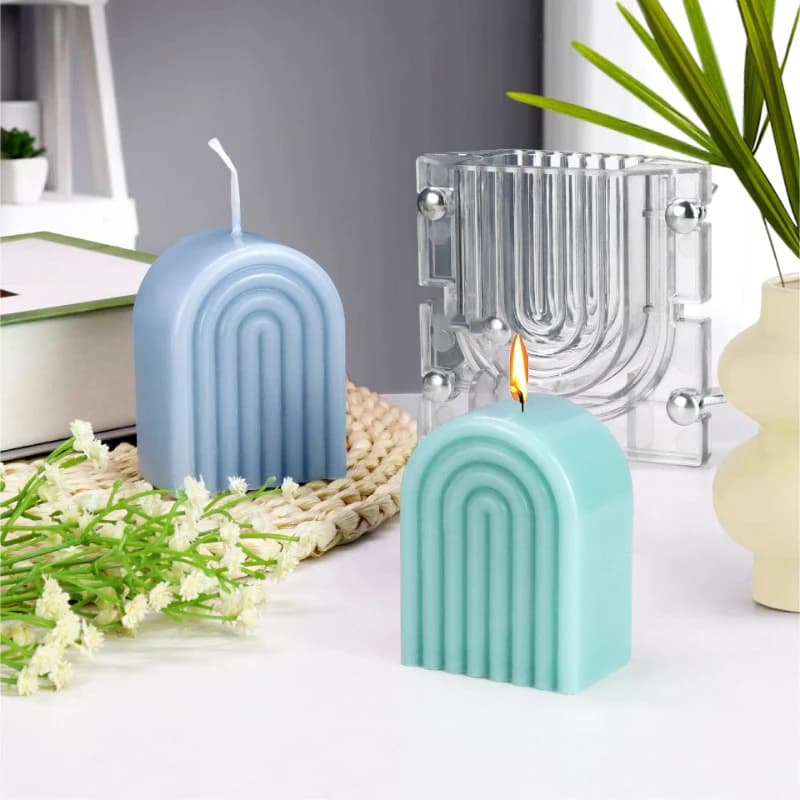 Stampo per candele ad arco a strisce fai-da-te Kit di stampi in plastica acrilica durevole e facile da rilasciare strumenti per la produzione di candele domestiche