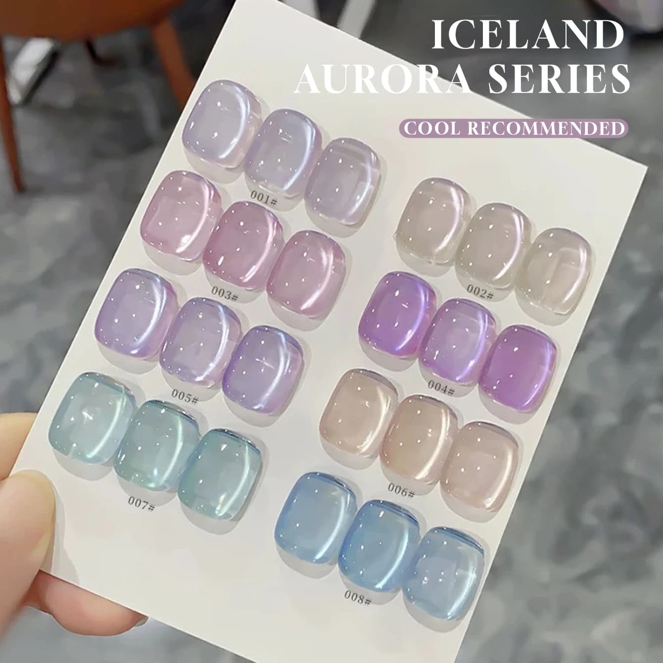 MIANEL 2026 Nuovo Set da 1-8 Smalti Gel Effetto Occhio di Gatto Aurora, Finitura Trasparente Versatile Invernale, Effetto Sbiancante, Nail Art Trendy con Perline di Vetro