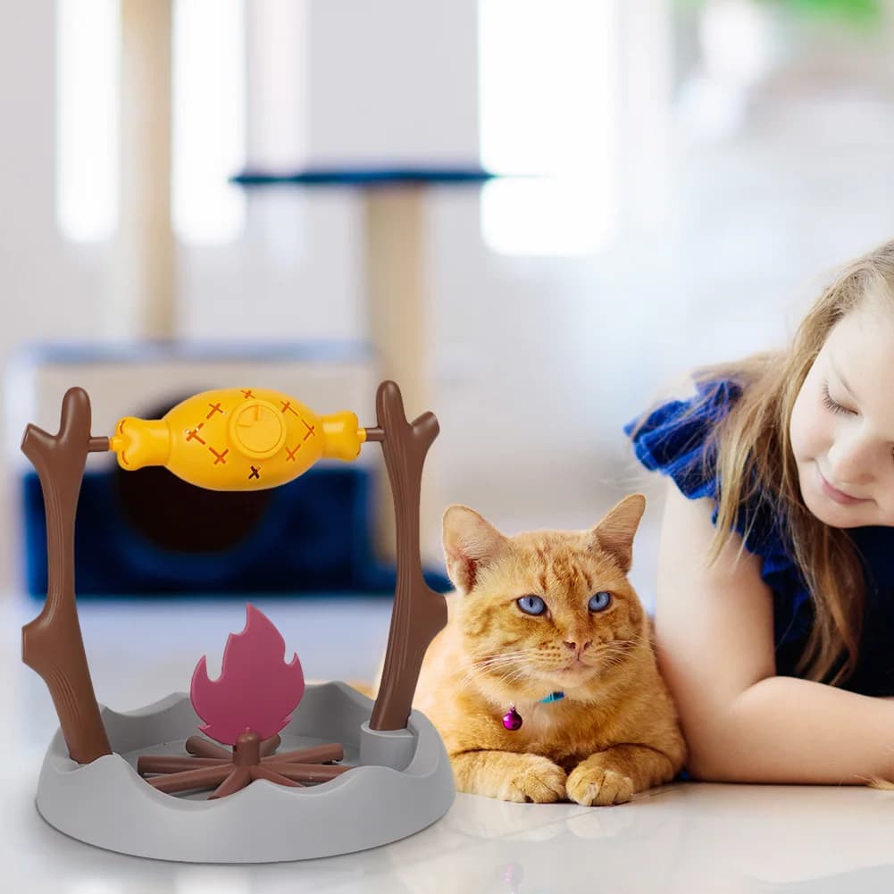 Dispenser per Cibo Secco per Animali Domestici 360 ° Ciotola Rotante per Gatti con Alimentazione Lenta, Giocattolo per Animali Domestici a Forma di Coscia di Pollo Arrosto per Gatti e Cani