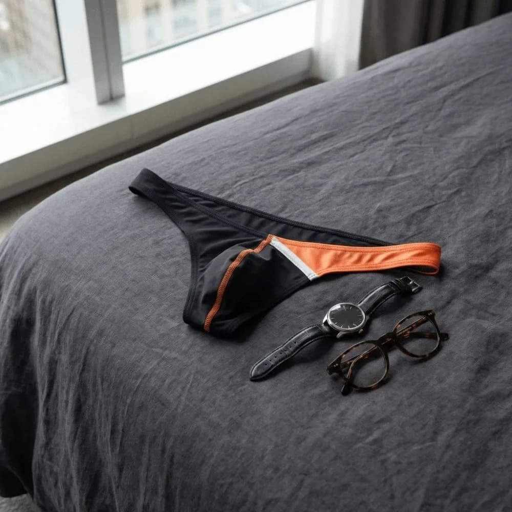 Fashion Patchwork Men's Triangle Panties Underpants Low Waist T Back Briefs Thin Men's Underwear Summer