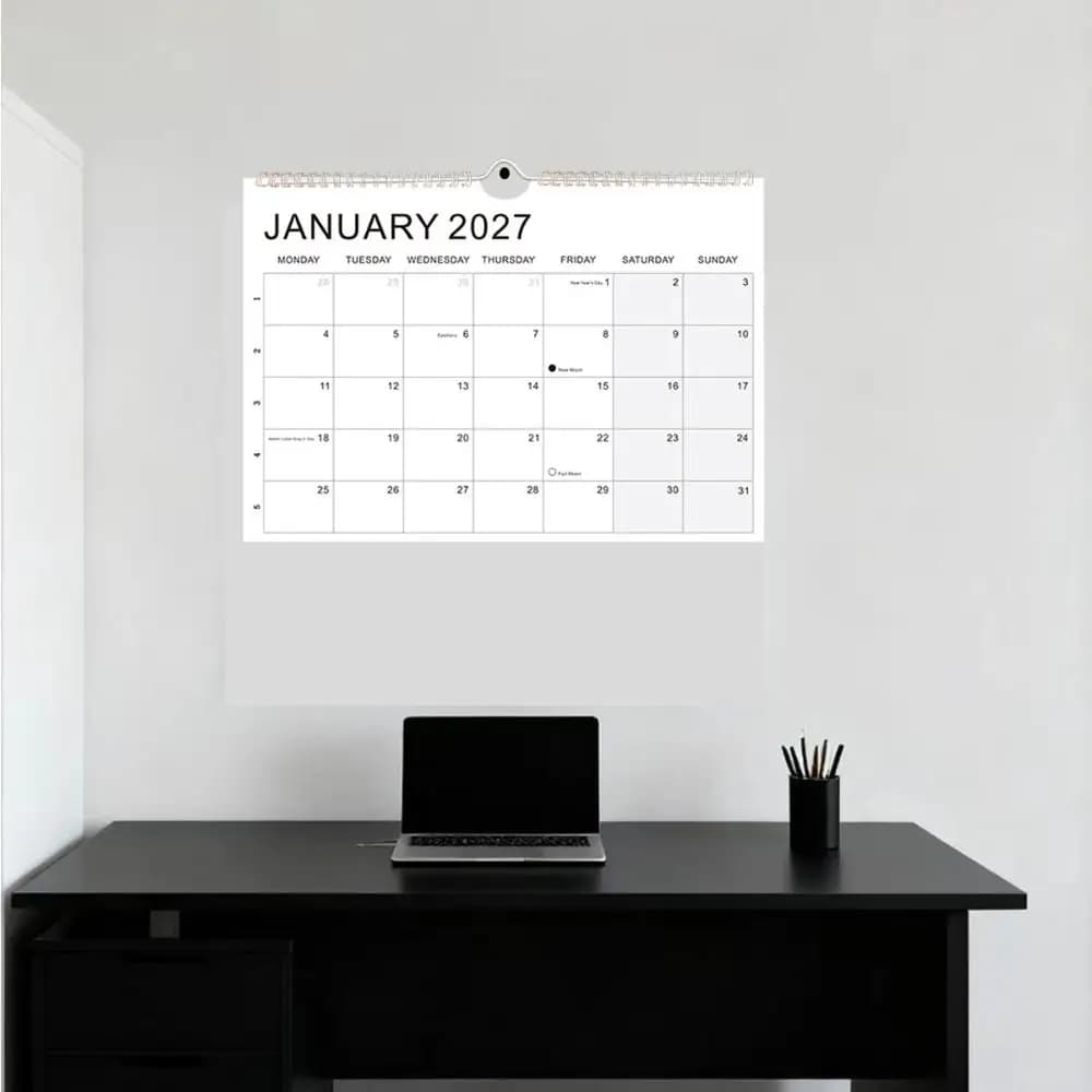 Nuovo gennaio 2026 - Giugno. Calendario 2027 2026 con gancio Calendario da parete in carta spessa Studio quotidiano Calendario inglese colorato per la casa