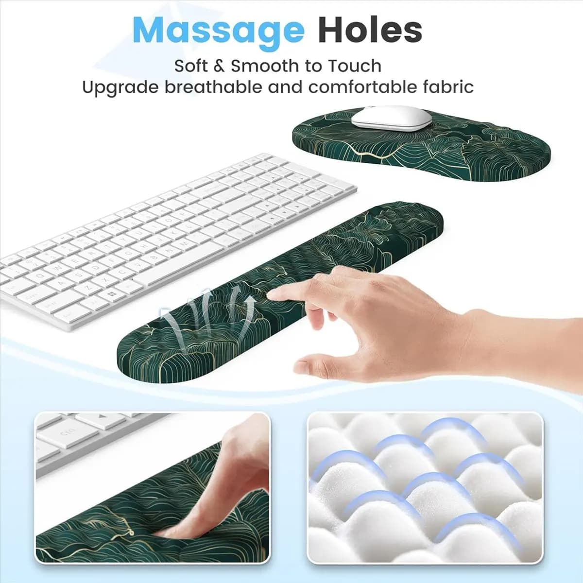 Tappetino per mouse ergonomico da 3 pezzi con poggiapolsi e set di tappetini per tastiera, un principale in prodotti elettronici