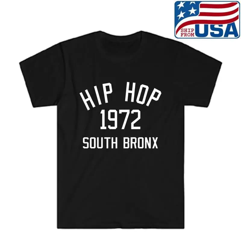 Maglietta nera da uomo Hip Hop 1972 South Bronx