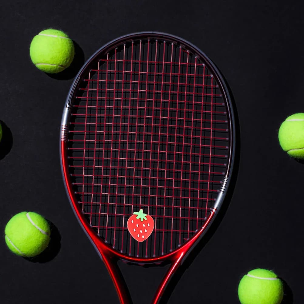 12Pcs Silicone Tennis Racket Dampener Vibration Dampeners Shock Absorber for All Rackets Easy Install Decorative Strawberry
