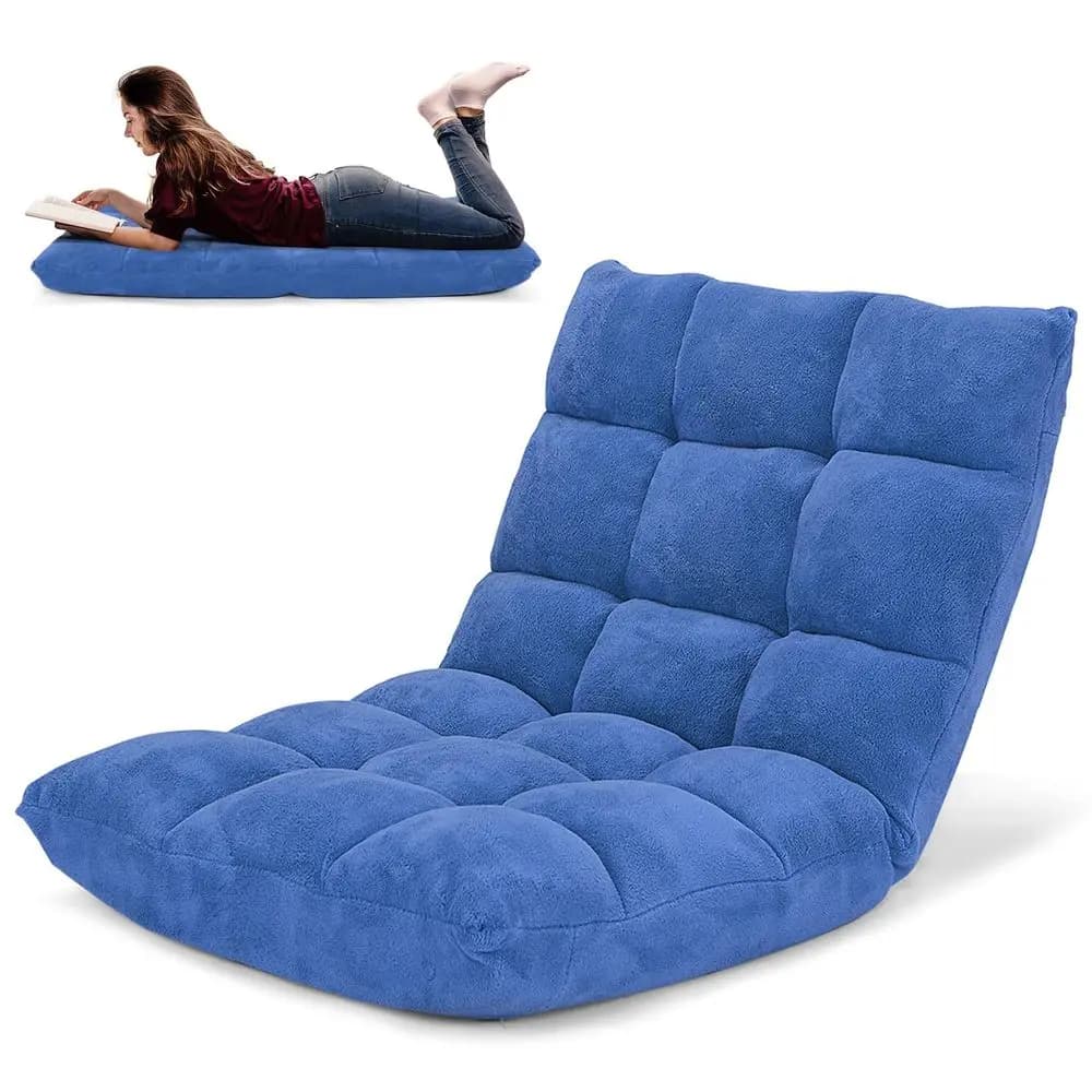 Floor Chair, Video Gaming Chairs with Back Support, Adjustable 14Position, Alloy Steel Frame, Soft Coral Fleece, Lazy Sofa Loun