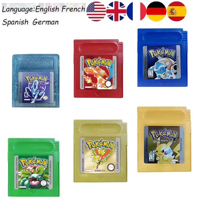 5 language#Pokemon Red Blue Crystal Golden Green Silver Yellow GBC Game Card 16 Bit Video Game Cartridge Console Cards For GB/SP