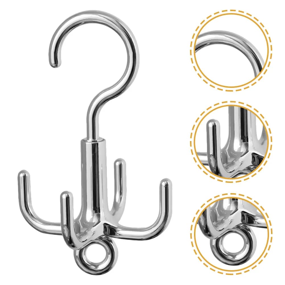 4-Claw Rotary Coat Hat Hook Rotating Belt Hanger Clothes Rack Multi-Functional Hanging Hook Closet Purse Tie Organizer Storage