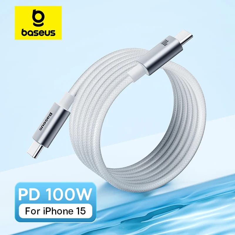 100 W USB C Baseus Cable for MacBook iPad Quick Charger Cable for iPhone 15 Plus Pro Max Type C for Xiaomi Samsung