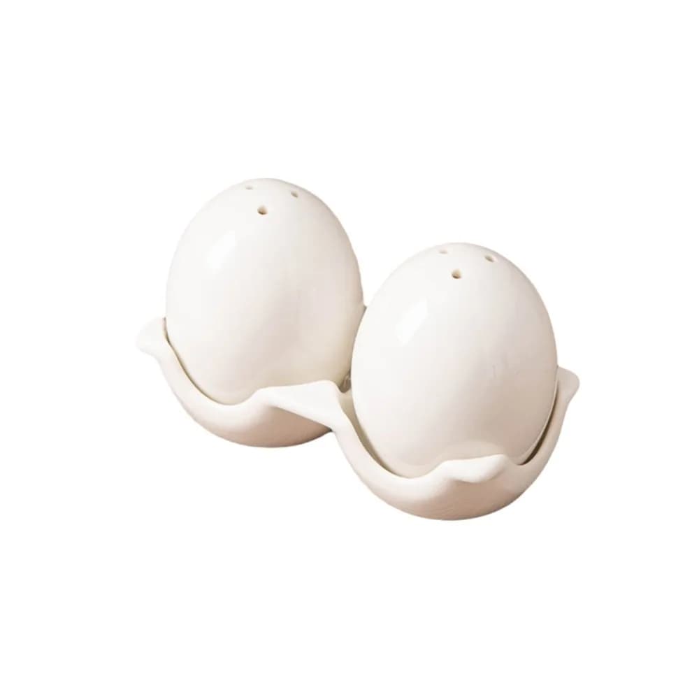 Set di Barattoli per Spezie in Ceramica a Forma di Uovo, con Decorazione Sottosmalto, Mini Bottiglie per Spezie con Vassoio Portaoggetti, Contenitori per Sale e Pepe per Cucina