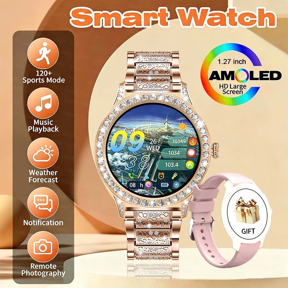 New Smart Watch Women 1.27 Inch HD Wireless Call Fitness Tracker More Sports Modes Exclusive Dials Smart Watches For IOS Android