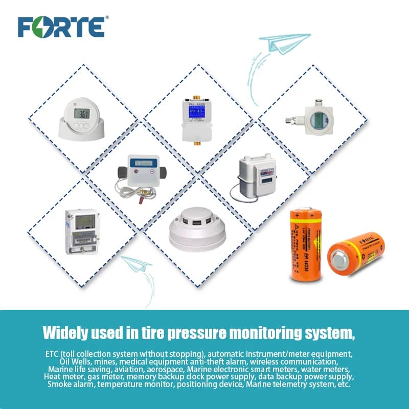 Batteria al litio FORTE ER14335 3.6V 1650mAh per controllo industriale, servo PLC, rilevatore di gas, allarme fumo