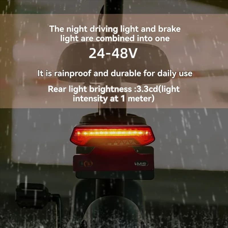 ABUE-Tail Light For Ebike LED Rear Light SM Connector Night Riding Warning Equipment For Electric Bicycle Rear Lamp