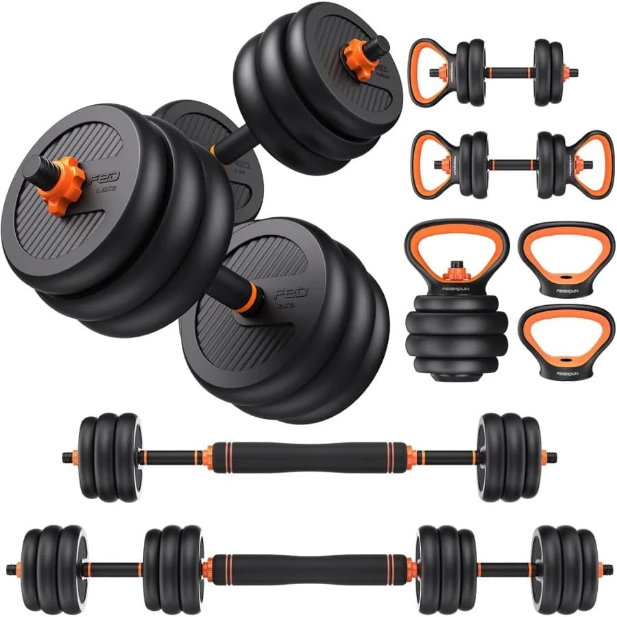 Adjustable weights, 30-pound free weight set with connector, 5 in1 handlebar set used as barbells, kettlebells, push up support, Wei