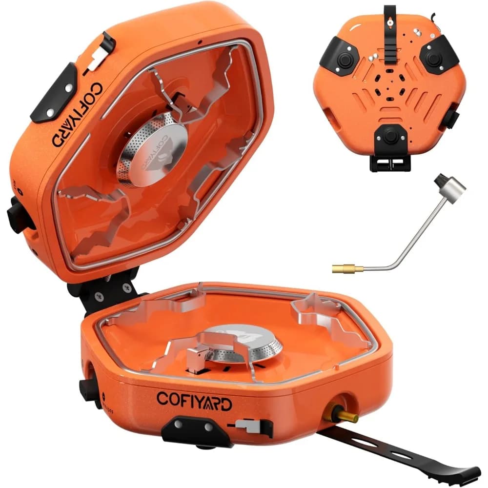 Camper's Stove Foldable to Two Cookers in Propano with Transport Bag, 17000 BTU, Adjustable for Open Kitchen, BBQ and Tailgating