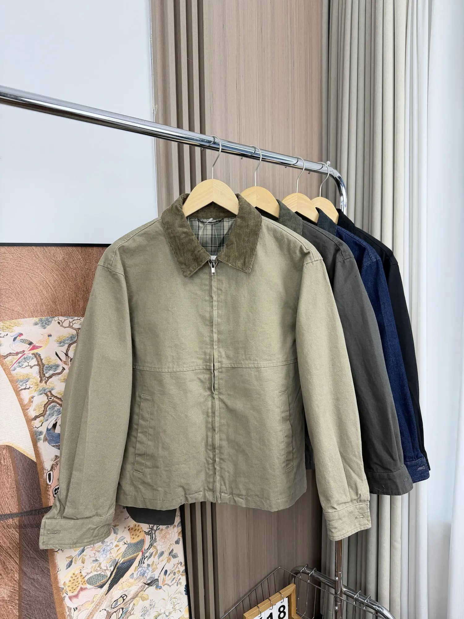 MingRui Card Stile Americano Barn! Elegante e alla moda! Giacca Casual da Uomo Primaverile in Corduroy con Colletto Patchwork