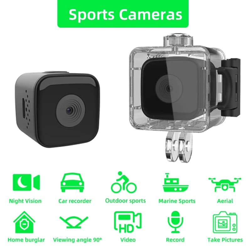 SQ28 Mini Outdoor Camera HD 1080p Sports Camera Diving Action Camera Waterproof Vehicle Mounted Driving Recorder Supporting 256G