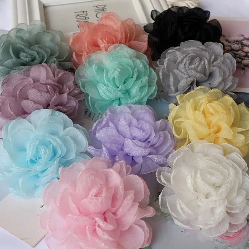 5 pz 10CM grande Chiffon abbigliamento fai da te scarpe cappelli fiori tornante accessori gioielli corpetto in tessuto