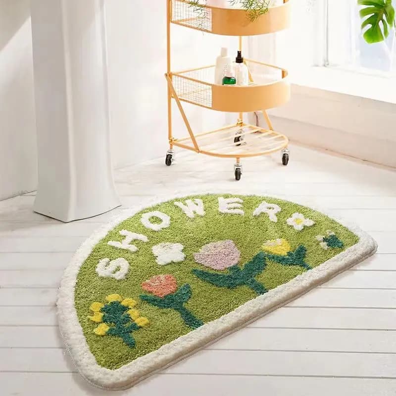 Tappetino da Bagno a Tema Cartone Animato, Imitazione Cashmere, Tappeto Antiscivolo Semicircolare Ispessito, Simpatico Tappetino in Peluche per Porta