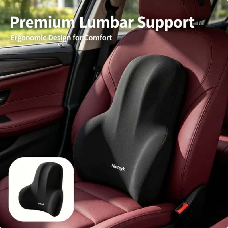 2 Cuscini in Memory Foam per Sedile Auto e Supporto Lombare, Accessori Universali per Interni Auto per Alleviare il Dolore alla Schiena