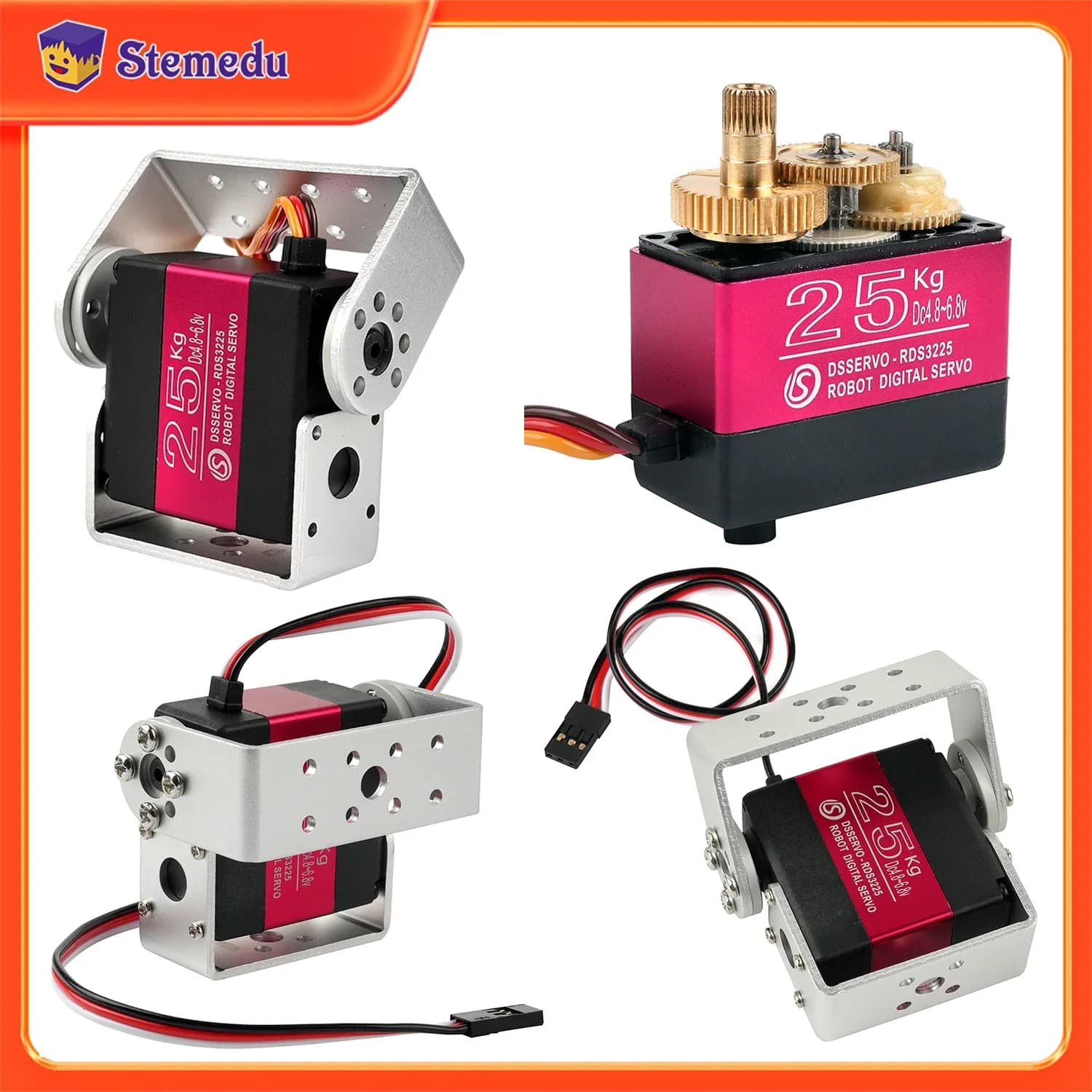 25KG Robot Servo Digitale Coppia elevata Metal Gear Staffa di montaggio a U impermeabile 180/270 gradi per servomotore RDS3225 con braccio robotico