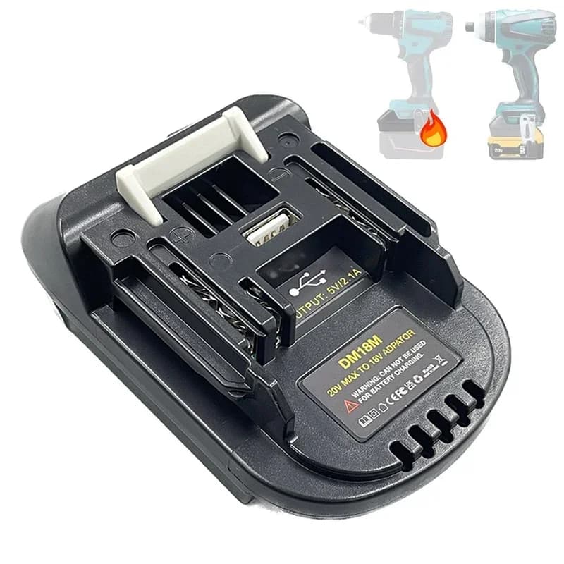 DM18M Adapter for Makita 18V Tools, for DeWalt 20V Lithium Battery to for Makita 18V Battery Cordless Tool, with USB Port