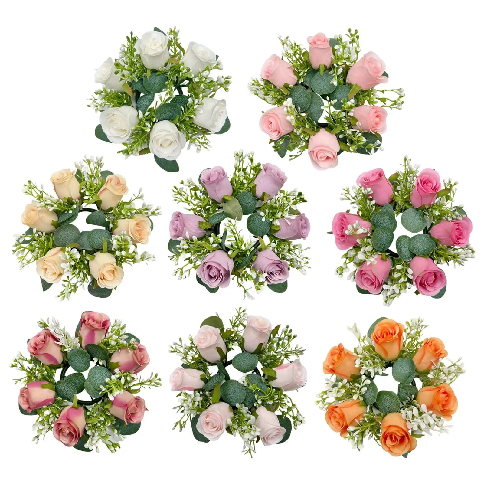 Portacandele portacandele a colonna di fiori artificiali con ghirlanda artificiale per centrotavola per feste a casa soggiorno del ringraziamento