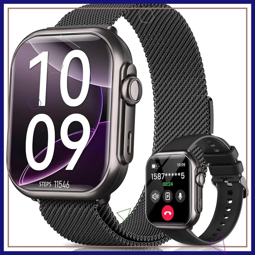 Smartwatch con Batteria da 30 Giorni, Display HD da 1,85'', Impermeabile IP68, Monitoraggio Frequenza Cardiaca e Pressione Sanguigna per Android iOS