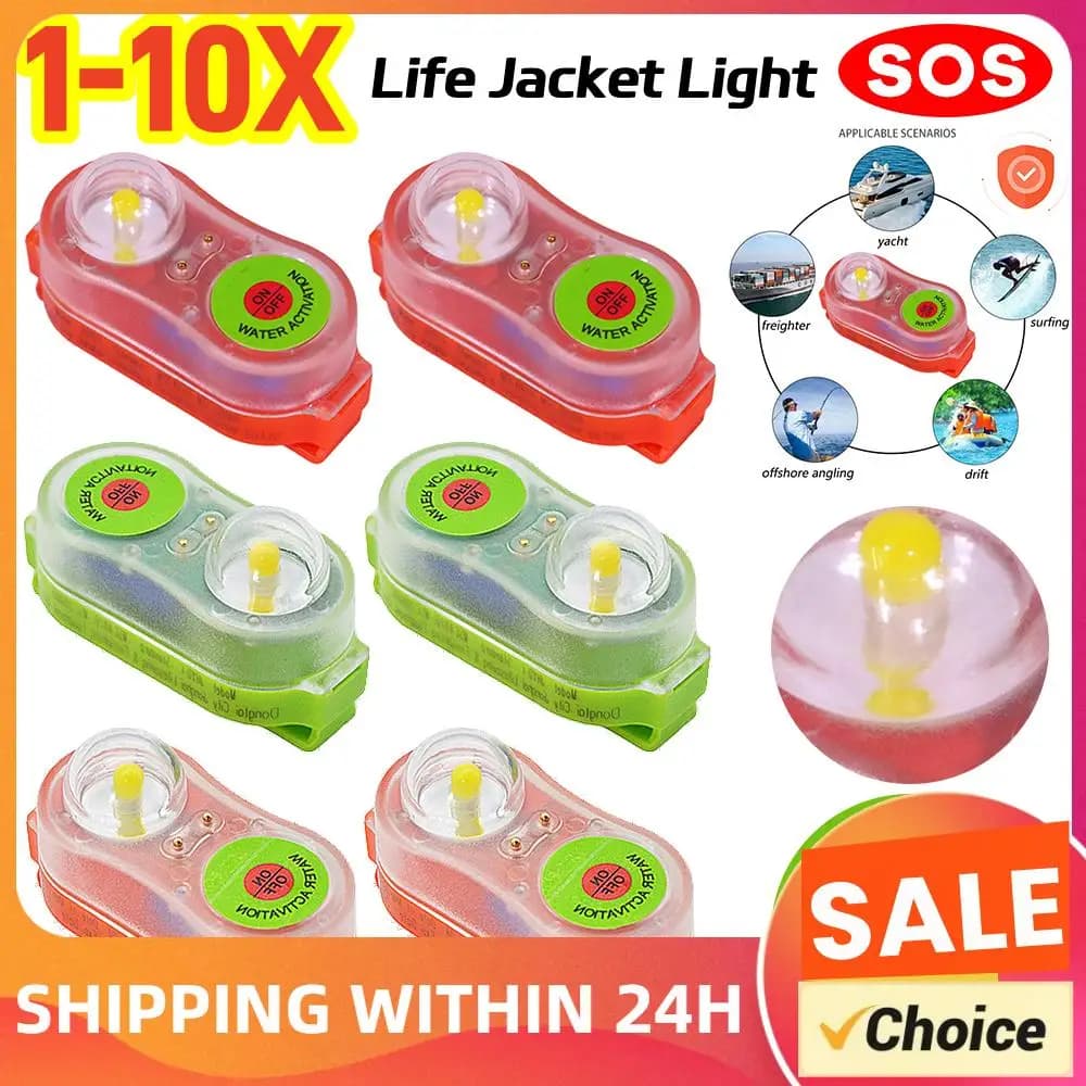 1-10 Pezzi Luce LED per Giubbotto di Salvataggio Impermeabile a Risparmio Energetico Lampada di Emergenza Segnalatore Luminoso Portatile Accessori Pratici per Esterni